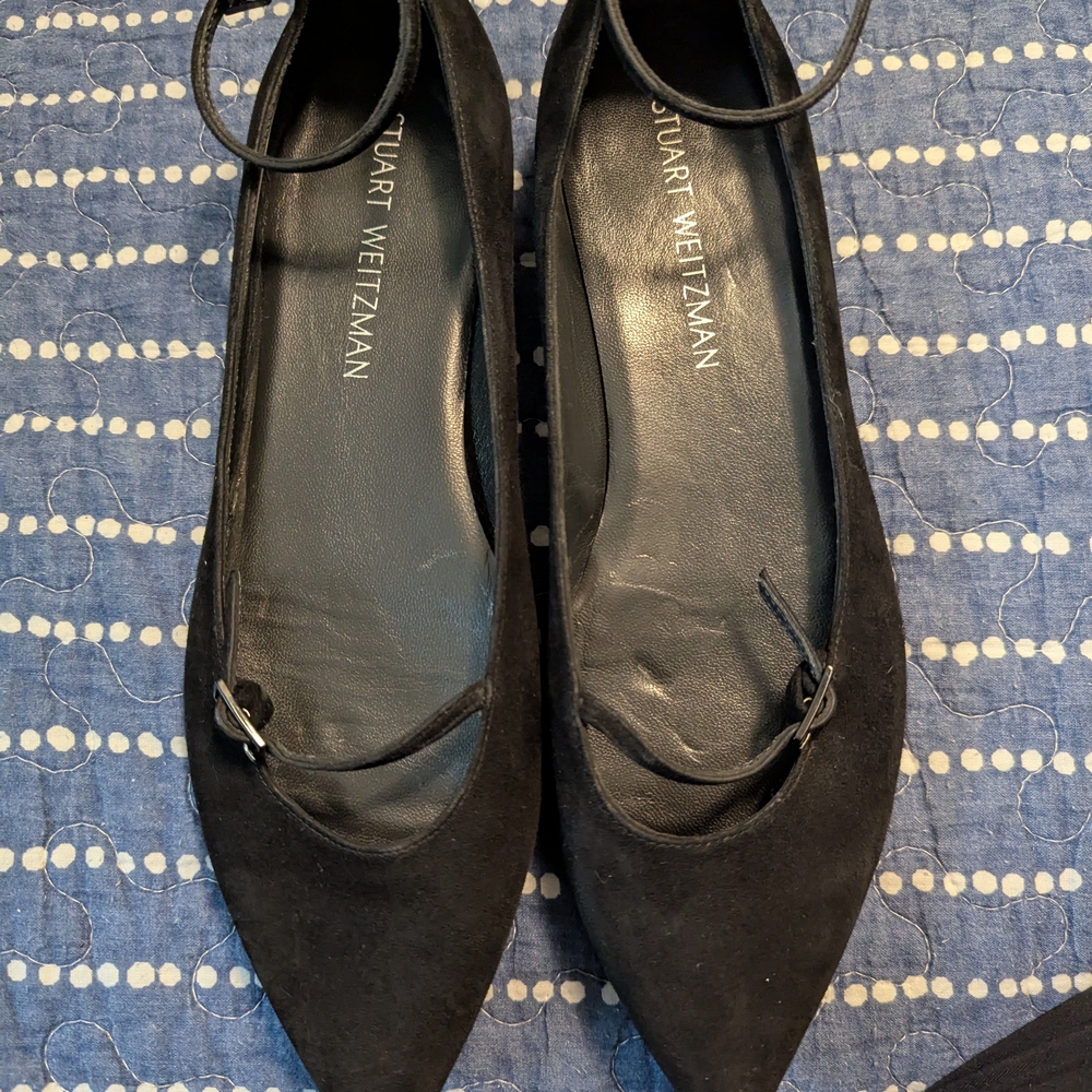 Stuart Weitzman Black Suede Flats